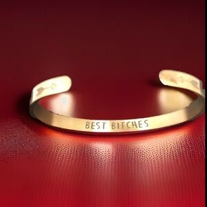 🌹ROSE GOLD Cuff Bracelet On The Inside Written Is BEST B*TCHES & On Ends R 🎯